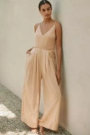 By Anthropologie High Tide Wide-leg Jumpsuit In Beige