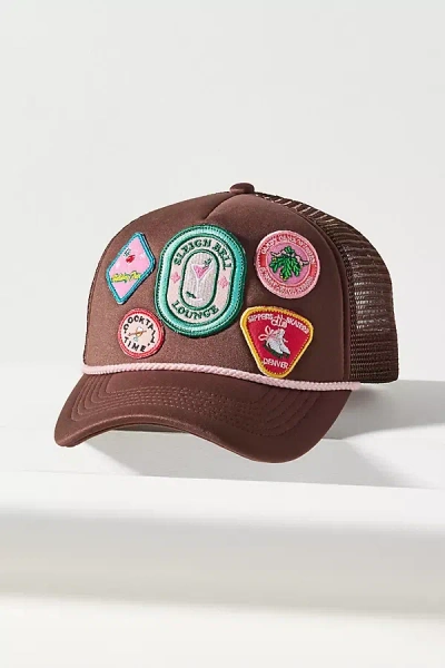 By Anthropologie Holiday Patches Trucker Hat In Brown
