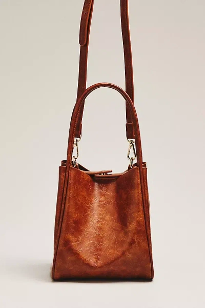 By Anthropologie Hollace Mini Waxed Tote In Orange