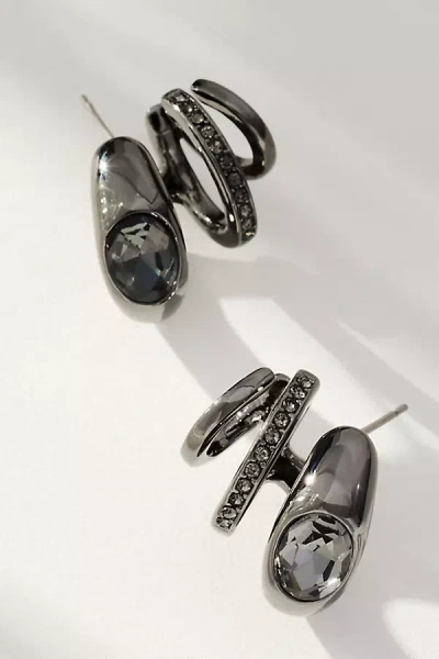 By Anthropologie Huggie Hoop Crawler Earrings In Silver
