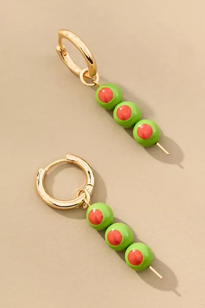 By Anthropologie Icon Charm Huggie Hoop Earrings In Green