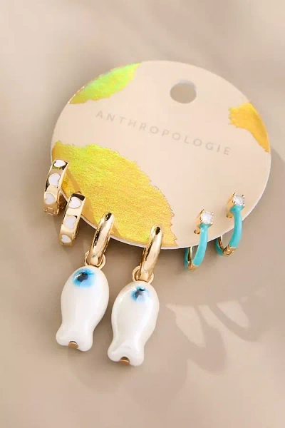 By Anthropologie Icon Charm Huggie Hoop Earrings, Set Of 2