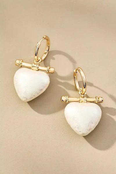 By Anthropologie Icon Charm Huggie Hoop Earrings In White