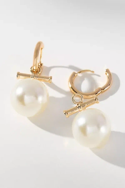 By Anthropologie Icon Charm Huggie Hoop Earrings In White