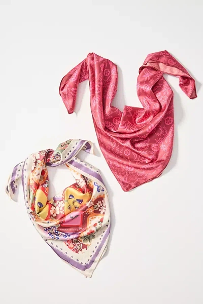 By Anthropologie Icon Hair Scarves, Set Of 2 In Pink