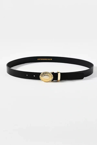 By Anthropologie Icon Oval Buckle Belt In Black