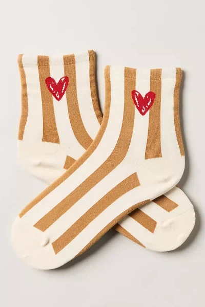 By Anthropologie Icon Stripe Trouser Socks In Beige