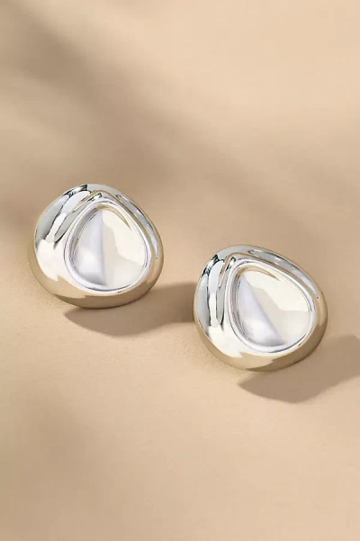 By Anthropologie Indented Oval Bean Earrings In Silver