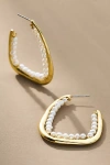 By Anthropologie Inner Pearl Square Hoop Earrings In White