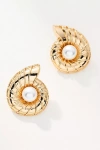 By Anthropologie Inner Pearl Swirl Shell Post Earrings In Gold