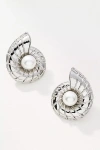 By Anthropologie Inner Pearl Swirl Shell Post Earrings In Silver