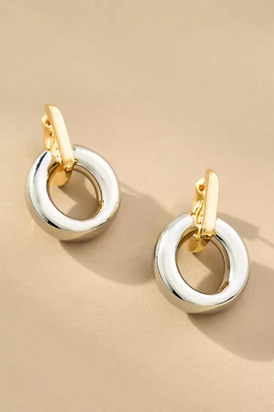 By Anthropologie Interlocked Mixed Metal Drop Earrings In Gold