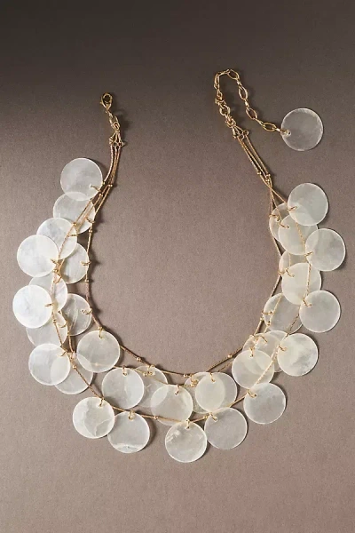 By Anthropologie Iridescent Layered Shell Necklace In Gold