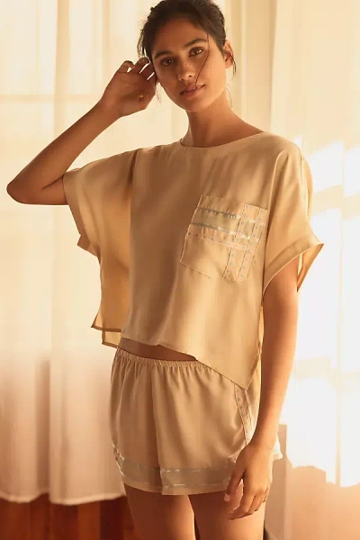 By Anthropologie Jacquard Ribbon Tape Pajama Tee