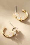 By Anthropologie Jagged Crystal Huggie Hoop Earrings In Gold