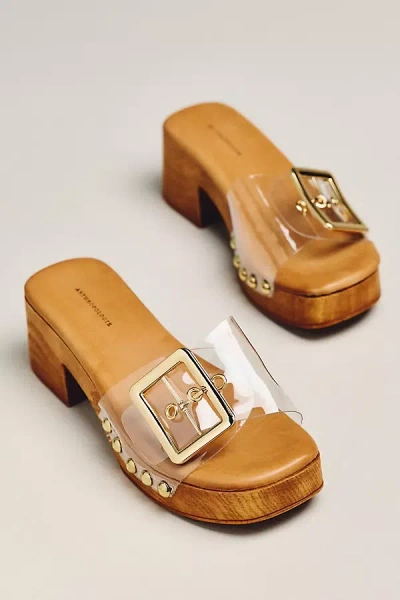 By Anthropologie Jelly Wooden Platform Sandals In Brown