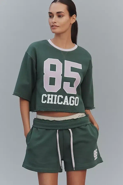 By Anthropologie Jersey Crop Top In Green