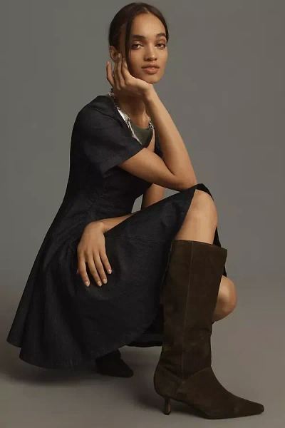 By Anthropologie Knee-high Pointed-toe Boots In Green
