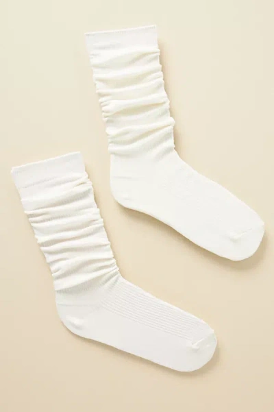 By Anthropologie Knee-high Ribbed Trouser Socks In White