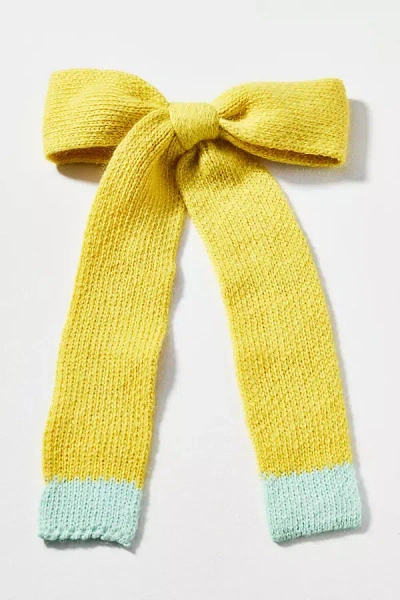 By Anthropologie Knit Bow Barrette In Yellow