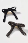 By Anthropologie Knit Bow Barrettes, Set Of 2 In Black