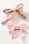 By Anthropologie Knit Bow Barrettes, Set Of 2 In Pink