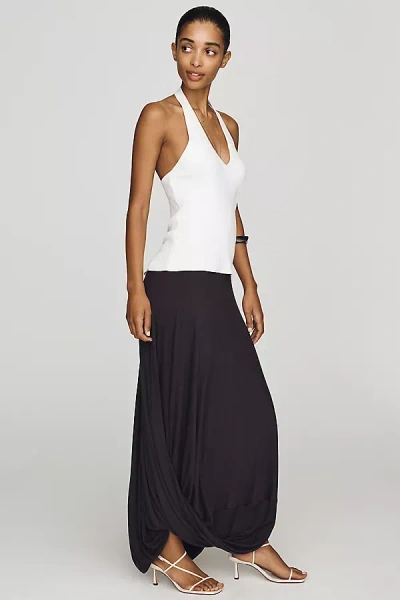 By Anthropologie Knit Draped Midi Skirt In Black