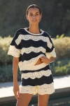 By Anthropologie Knit Pull-on Shorts In Multicolor