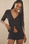 By Anthropologie Knit Ruched Shorts In Black
