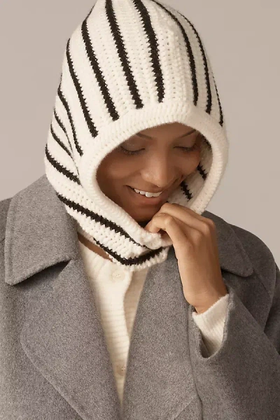 By Anthropologie Knit Striped Balaclava In White