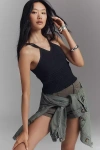 By Anthropologie Knit V-neck Linen Blend Tank Top