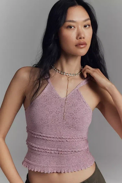 By Anthropologie Knit V-neck Linen Blend Tank Top
