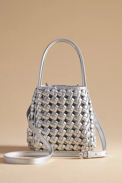 By Anthropologie Knotted Faux Leather Mini Tote In Silver