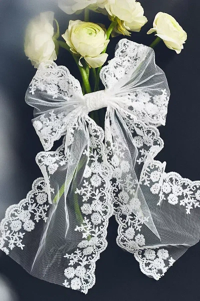 By Anthropologie Lace Bow Hair Clip In Black