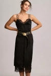 By Anthropologie Lace Button-front Slip Dress In Black