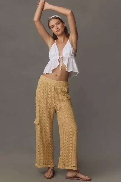 By Anthropologie Lace Cargo Pants In Yellow