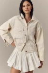 By Anthropologie Lace Denim Trucker Jacket In White