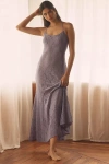 By Anthropologie Lace Godet Maxi Slip Dress In Purple