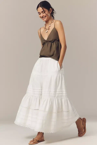 By Anthropologie Lace Petticoat Cropped Wide-leg Pants