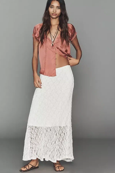 By Anthropologie Lace Pull-on Skirt In White