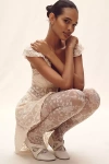 By Anthropologie Lace Rosette Tulle Tights In Beige