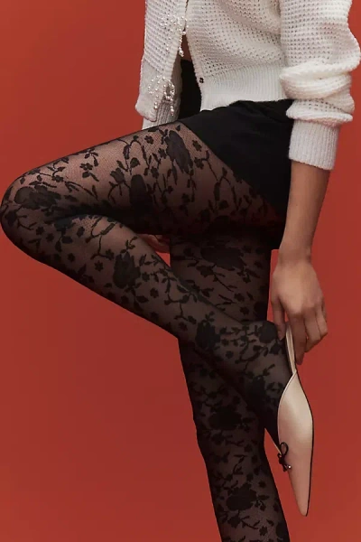 By Anthropologie Lace Rosette Tulle Tights In Multicolor