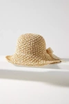 BY ANTHROPOLOGIE LACE-TIE STRAW BUCKET HAT