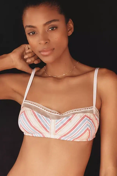 By Anthropologie Lace-trim Cotton Shelf Bralette In Multi