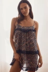 By Anthropologie Lace-trim Ruffle Mini Nap Dress In Blue