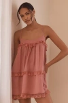 By Anthropologie Lace-trim Ruffle Mini Nap Dress In Purple