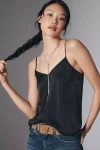 By Anthropologie Lace-trim Silk Cami In Black