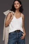 By Anthropologie Lace-trim Silk Cami Top In White