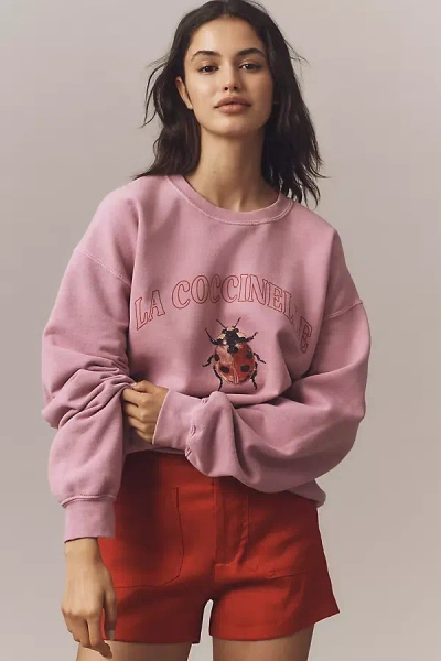 By Anthropologie Ladybug Graphic Sweatshirt In Pink