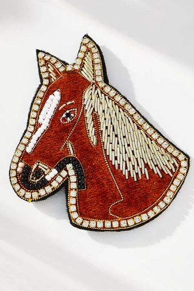 By Anthropologie Large Beaded Icon Brooch In Multi